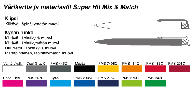 Super Hit Mix & Match värikartta